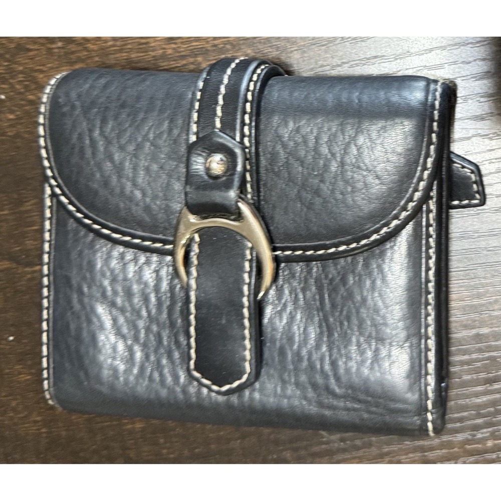 Dooney and Bourke Black Leather Tri Fold Wallet